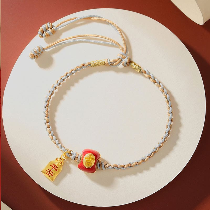Buddha Stones 925 Sterling Silver Handmade Auspicious Chinese Character Blessing Braided String Bracelet - image 4