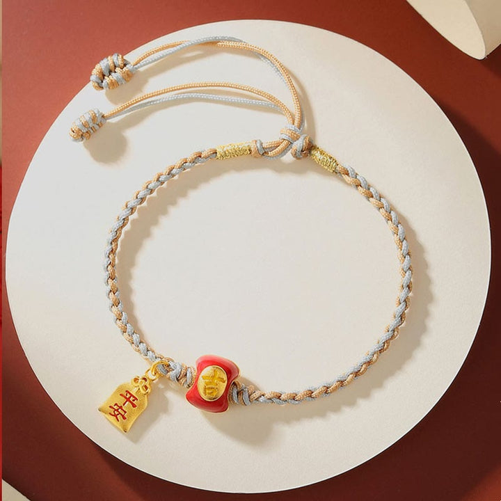 Buddha Stones 925 Sterling Silver Handmade Auspicious Chinese Character Blessing Braided String Bracelet - image 4