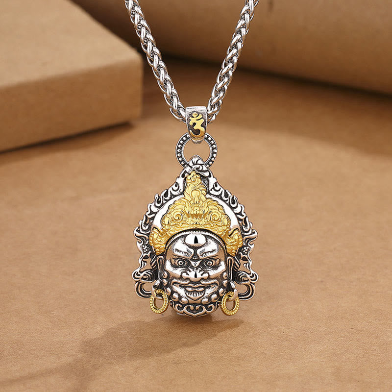 Buddha Stones Yellow God of Wealth Amulet Copper Luck Necklace Pendant - image 1