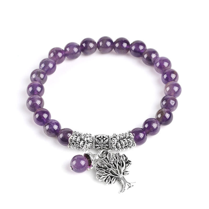 Buddha Stones Natural Gemstone Tree of Life Lucky Charm Stretch Bracelet - image 0