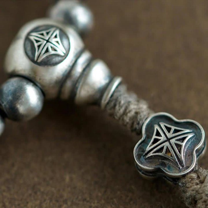 Buddha Stones 108 Mala Beads 925 Sterling Silver Red Agate Turquoise Confidence Charm Bracelet - image 5