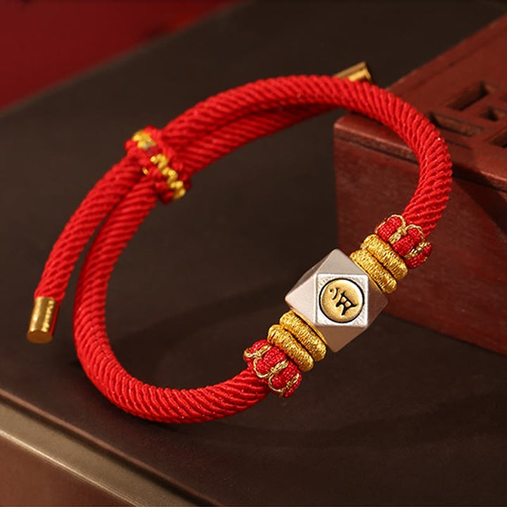 Buddha Stones 999 Sterling Silver Chinese Zodiac Natal Buddha Red Rope Luck Strength Handcrafted Kids Bracelet - image 5
