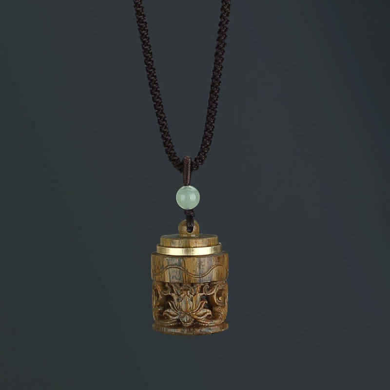 Buddha Stones Tibet Green Sandalwood Rosewood Om Mani Padme Hum Lotus Positive Soothing Necklace Pendant - Flower Green Sandalwood - image 13