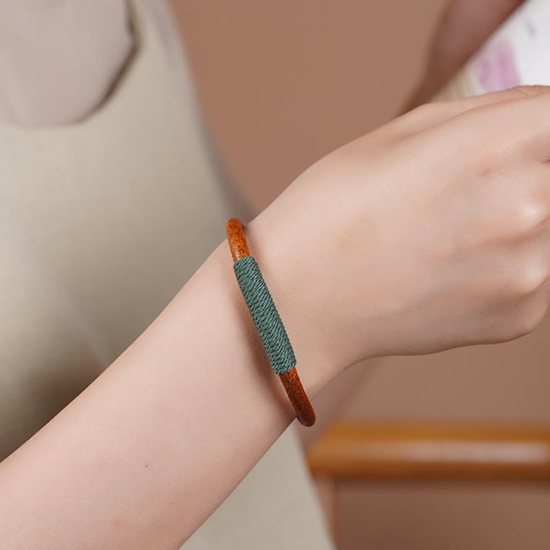Buddha Stones Tibetan Leather Handmade Five Elements Luck Braid String Buckle Bracelet - image 4
