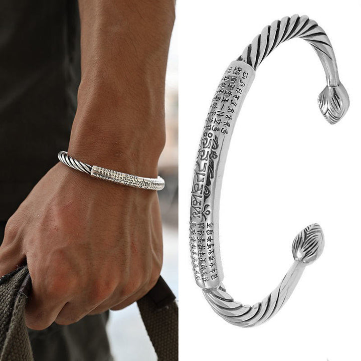 Buddha Stones Tibetan Om Mani Padme Hum Heart Sutra Purity Cuff Bracelet - image 18