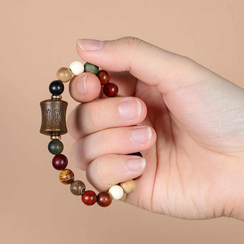 Buddha Stones Tibet Multicolored Sandalwood Om Mani Padme Hum Protection Bracelet - image 5