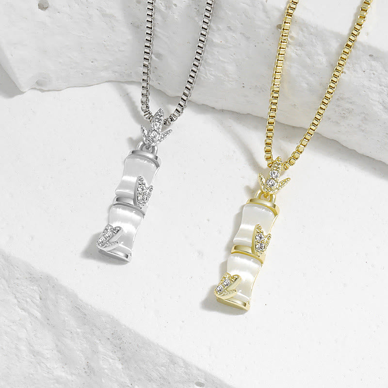 Buddha Stones Chalcedony Bamboo Pattern Harmony Necklace Pendant - image 1