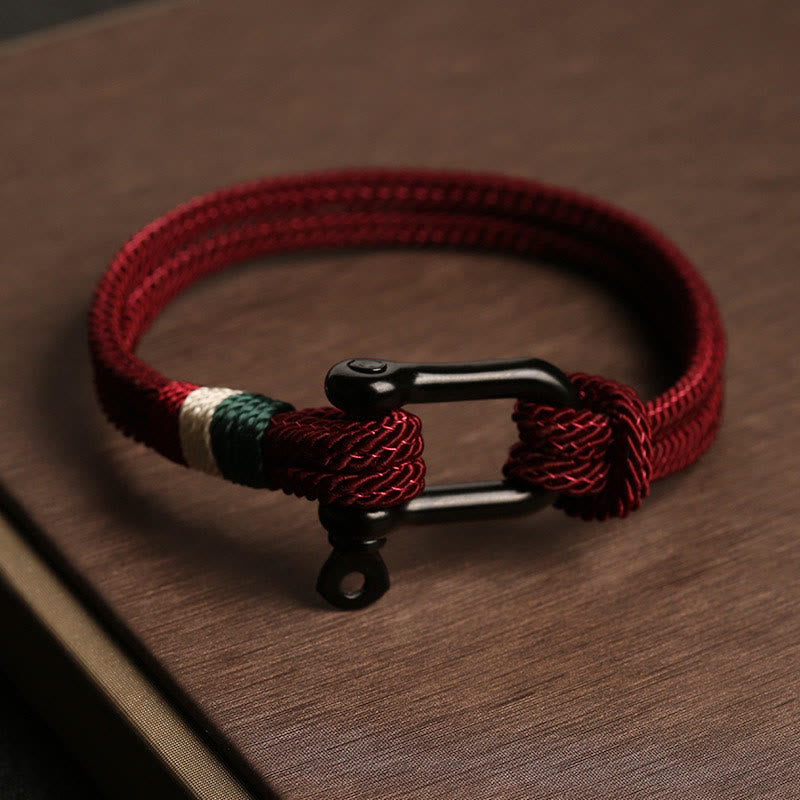 Buddha Stones Simple Design Luck Stainless Steel Buckle Bracelet - Dark Red - 21cm - image 8