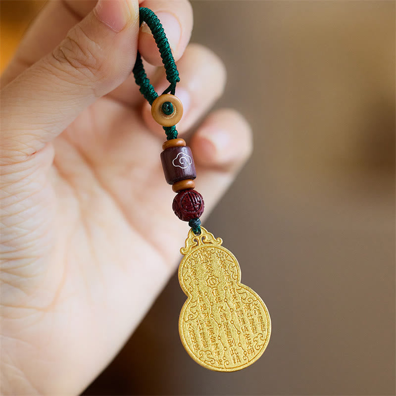 Buddha Stones Wu Lou Gourd Fu Character Tai Sui Amulet Fortune Phone Hanging Decoration Key Chain - Gourd Fu Character Green Rope Key Chain - image 9