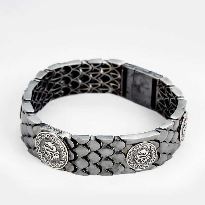 Buddha Stones 925 Sterling Silver Dragon Scales Luck Success Bracelet Bangle - image 2