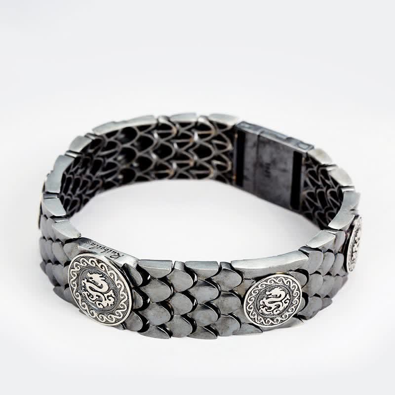 Buddha Stones 925 Sterling Silver Dragon Scales Luck Success Bracelet Bangle - image 2