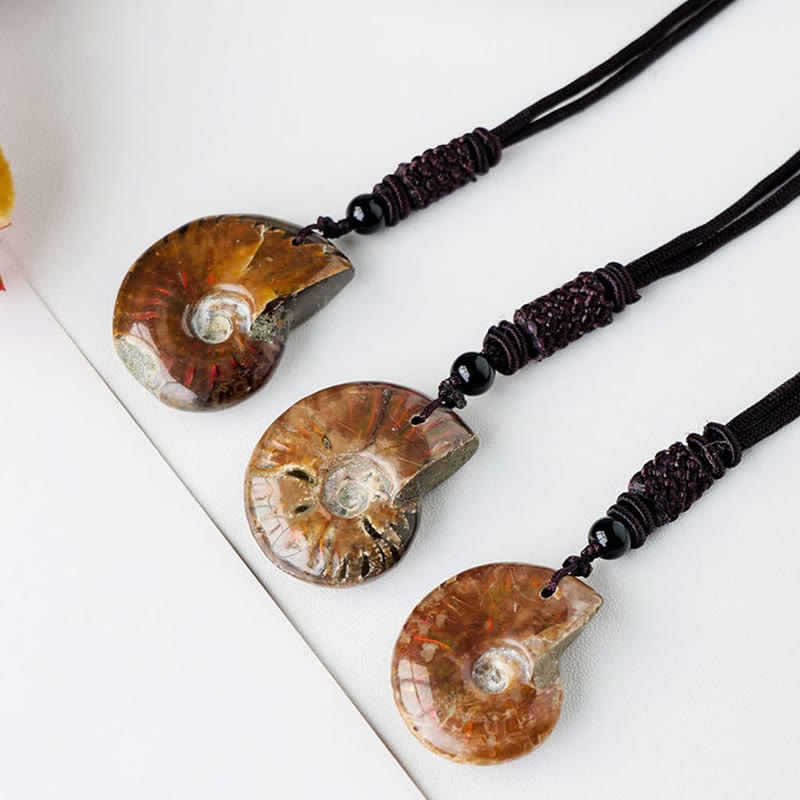Buddha Stones Natural Ammonite Fossil Snail Pattern Meditation Healing Necklace Pendant - image 1