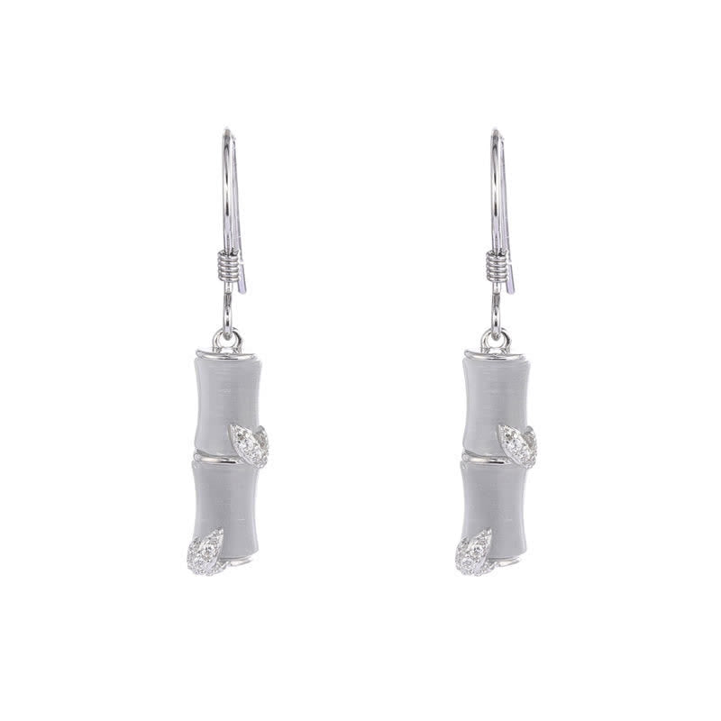 Buddha Stones 925 Sterling Silver Hetian Jade Chrysoberyl Cat Eye Red Agate Bamboo Luck Drop Earrings - Silver - Cat's Eye(Peace♥Support) - image 11