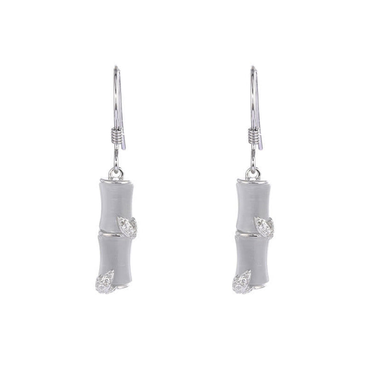 Buddha Stones 925 Sterling Silver Hetian Jade Chrysoberyl Cat Eye Red Agate Bamboo Luck Drop Earrings - Silver - Cat's Eye(Peace♥Support) - image 11