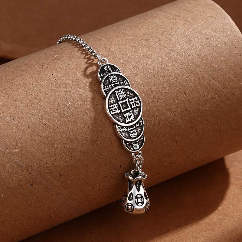 Buddha Stones Copper Coin Money Bag Wealth Bracelet - image 1