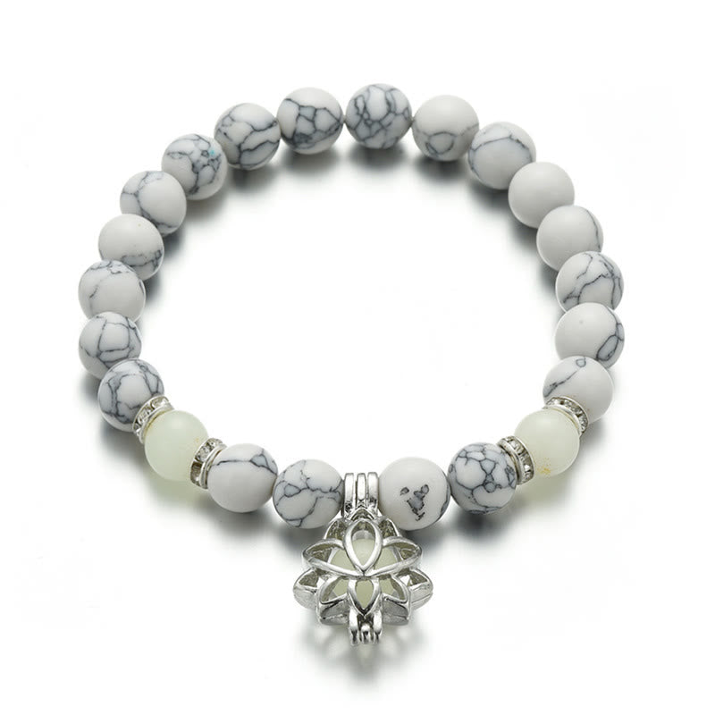 Buddha Stones Tibetan Turquoise Glowstone Luminous Bead Lotus Protection Bracelet - image 1