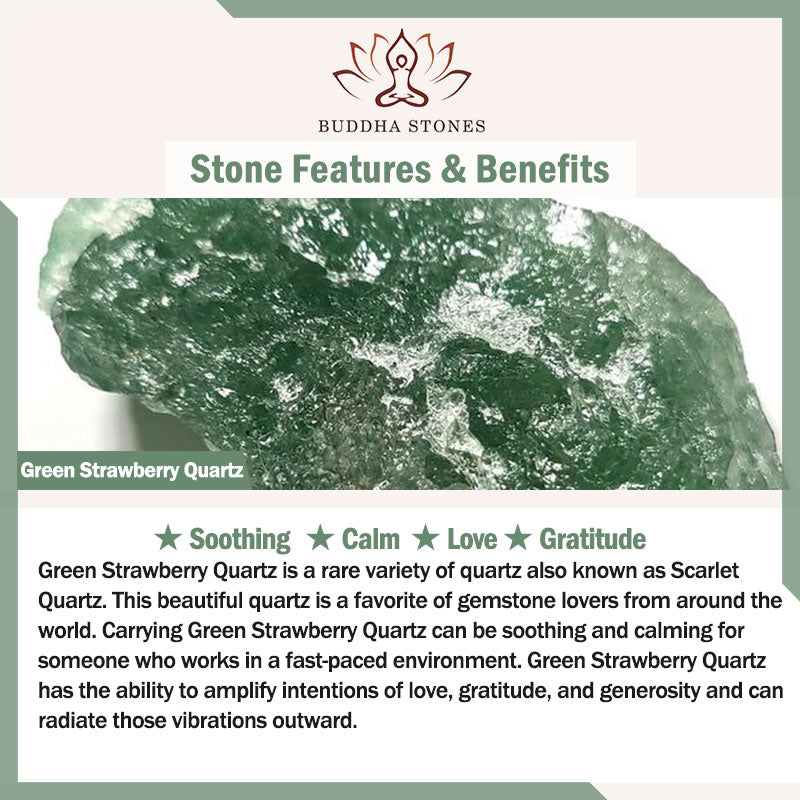 Buddha Stones Natural Green Strawberry Quartz Soothing Fu Character Bracelet - image 9