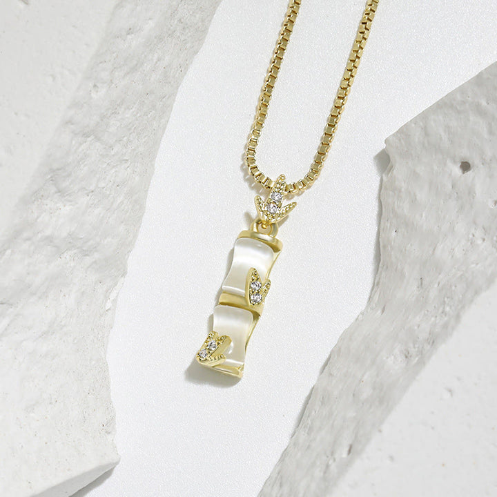 Buddha Stones Chalcedony Bamboo Pattern Harmony Necklace Pendant - image 4