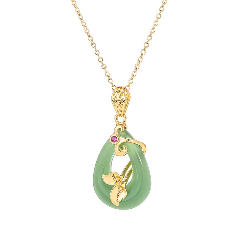 Buddha Stones Jade Oval Pattern Blessing Fortune Necklace Pendant - image 2