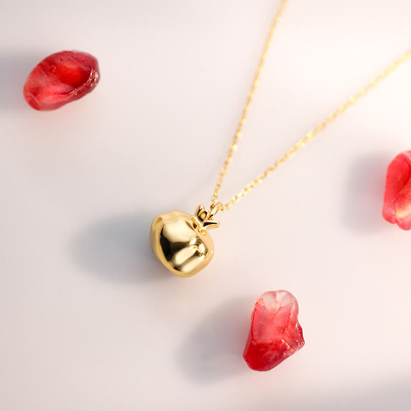 Buddha Stones 925 Sterling Silver 18k Gold Plated Pomegranate Garnet Crystal Passion Charm Necklace Pendant - image 2