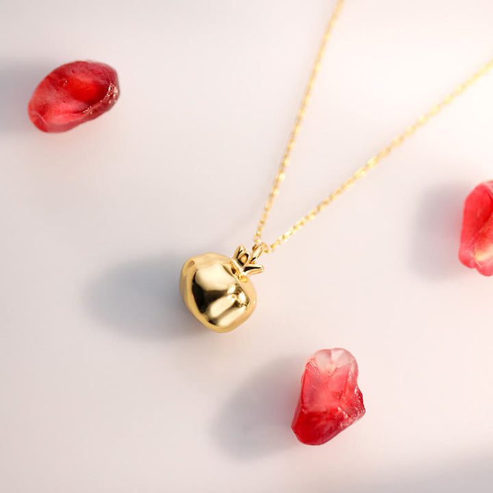 Buddha Stones 925 Sterling Silver 18k Gold Plated Pomegranate Garnet Crystal Passion Charm Necklace Pendant - image 2