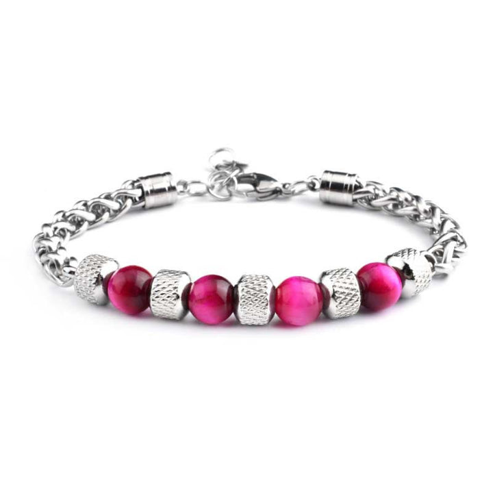 Buddha Stones Black Onyx Tiger Eye Bead Courage Bracelet - Rose Red Tiger Eye 8mm - image 9