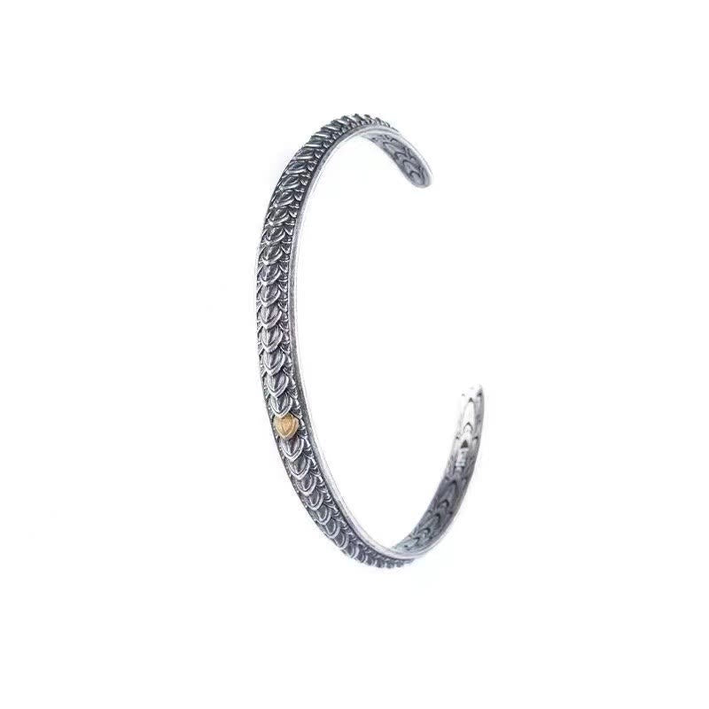 Buddha Stones Vintage Dragon Scales Pattern Luck Wealth Cuff Bracelet Bangle - image 4