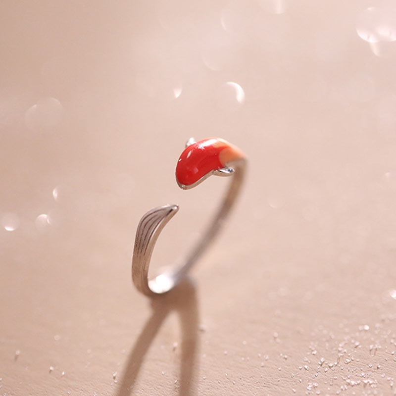 Buddha Stones Koi Fish Copper Balance Luck Adjustable Ring - image 1