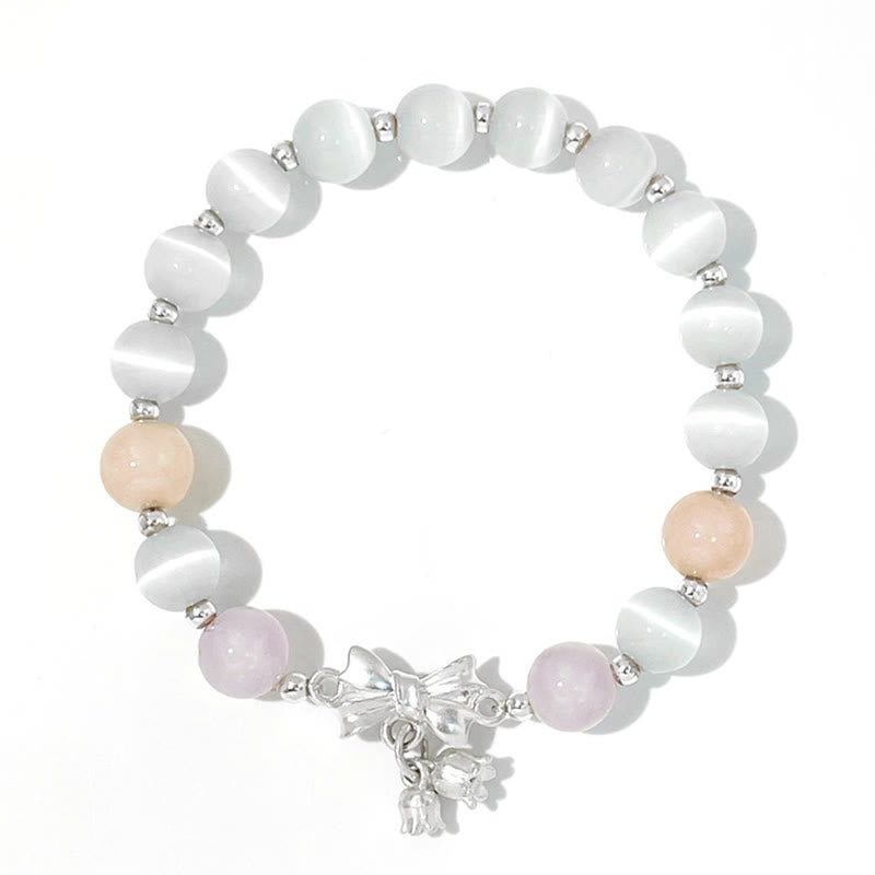 Buddha Stones Cat's Eye Lavender Amethyst Rosette Charm Bracelet - image 5