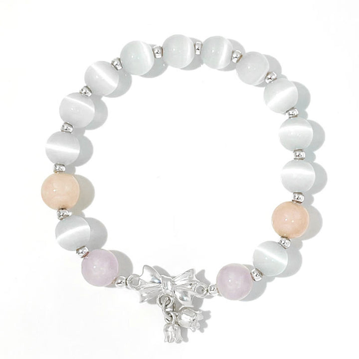 Buddha Stones Cat's Eye Lavender Amethyst Rosette Charm Bracelet - image 5