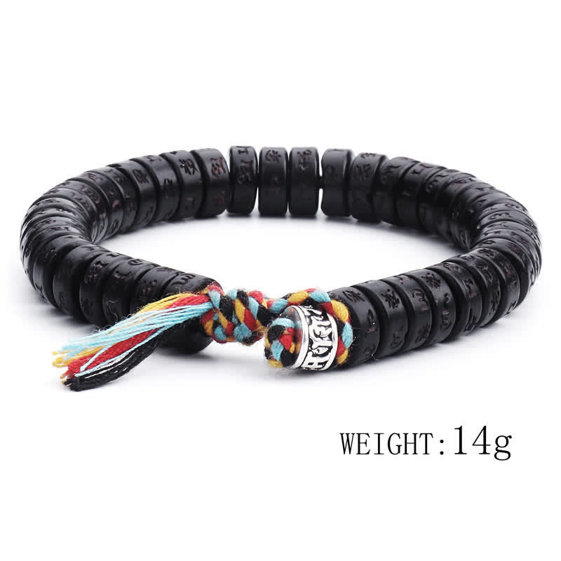 Buddha Stones Tibetan Coconut Shell Beads Engraved Om Mani Padme Hum Mantra Happiness Bracelet - image 8