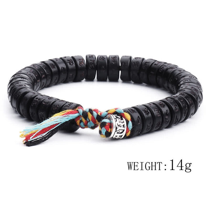 Buddha Stones Tibetan Coconut Shell Beads Engraved Om Mani Padme Hum Mantra Happiness Bracelet - image 8