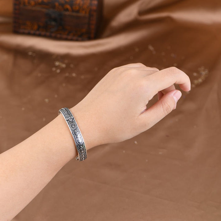 Buddha Stones 925 Sterling Silver Om Mani Padme Hum Double Dorje Engraved Wisdom Cuff Bracelet Bangle - image 13