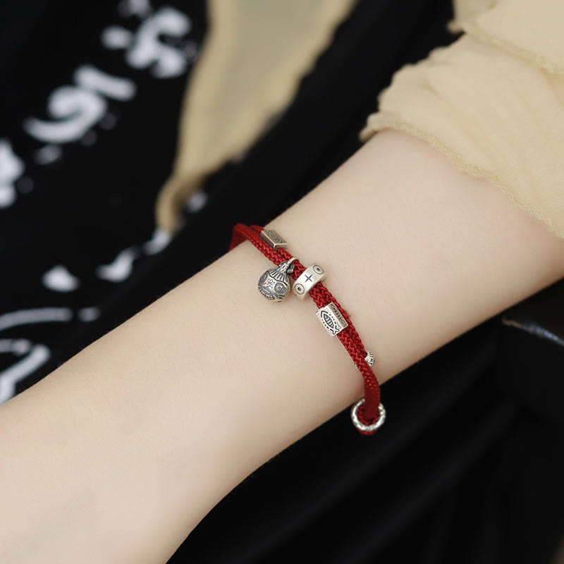 Buddha Stones 925 Sterling Silver Gold Swallowing Beast Koi Fish Wealth Handcrafted Braided Bracelet - image 1