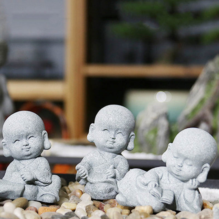 Buddha Stones Meditation Prayer Monk Buddha Statue Serenity Home Decoration - image 2