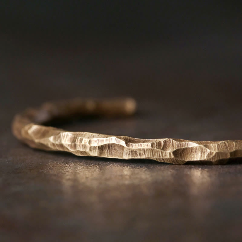 Buddha Stones Tibetan Bump Texture Copper Luck Cuff Bracelet Bangle - image 5