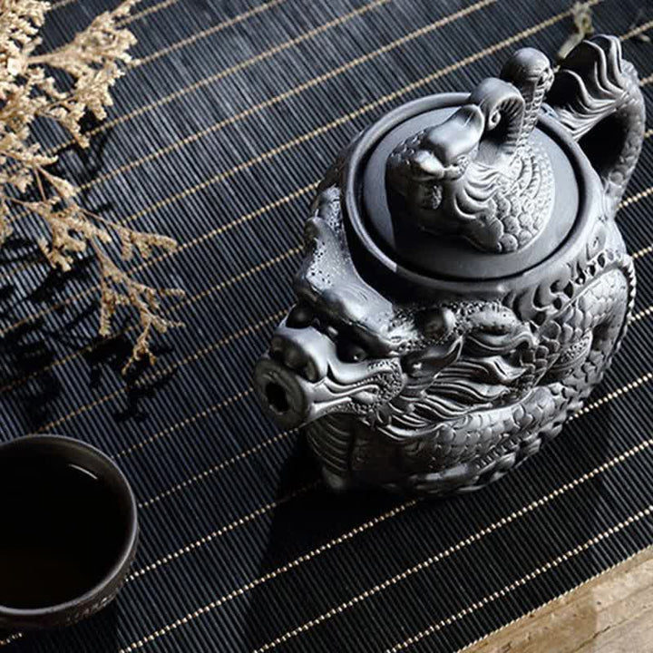 Vintage Dragon Phoenix Ceramic Teapot - image 2