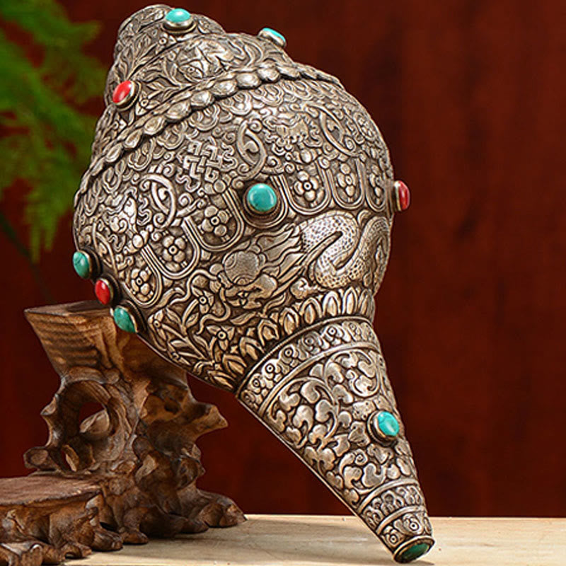 Buddha Stones Tibetan Handmade Natural Shankha Engraved Eight Auspicious Symbols Conch Shell Lucky Home Decoration - image 12
