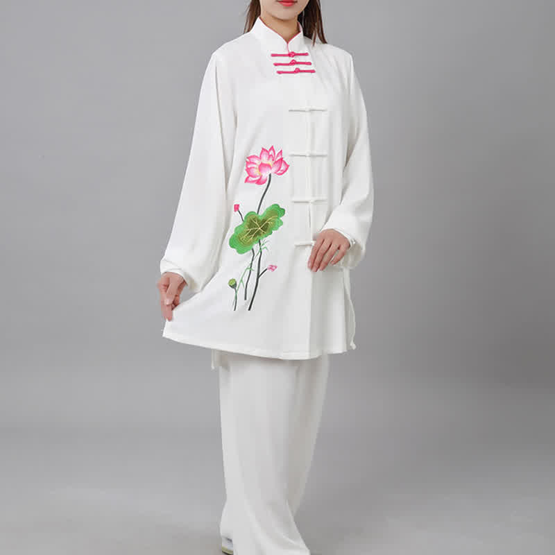Buddha Stones Lotus Flower Leaf Pattern Tai Chi Meditation Prayer Spiritual Zen Practice Clothing Women's Set - image 14