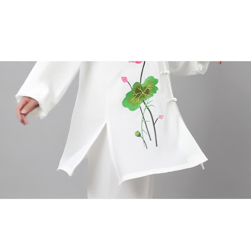 Buddha Stones Lotus Flower Leaf Pattern Tai Chi Meditation Prayer Spiritual Zen Practice Clothing Women's Set - image 19