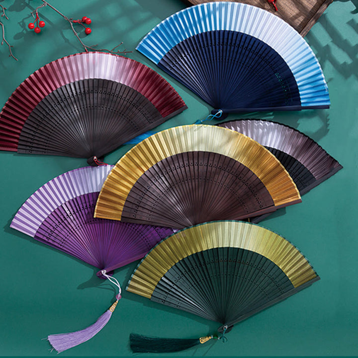 Buddha Stones Gradient Handheld Bamboo Folding Fan - image 23
