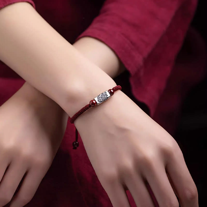 Buddha Stones 925 Sterling Silver 12 Chinese Zodiac Cinnabar String Bracelet - image 14