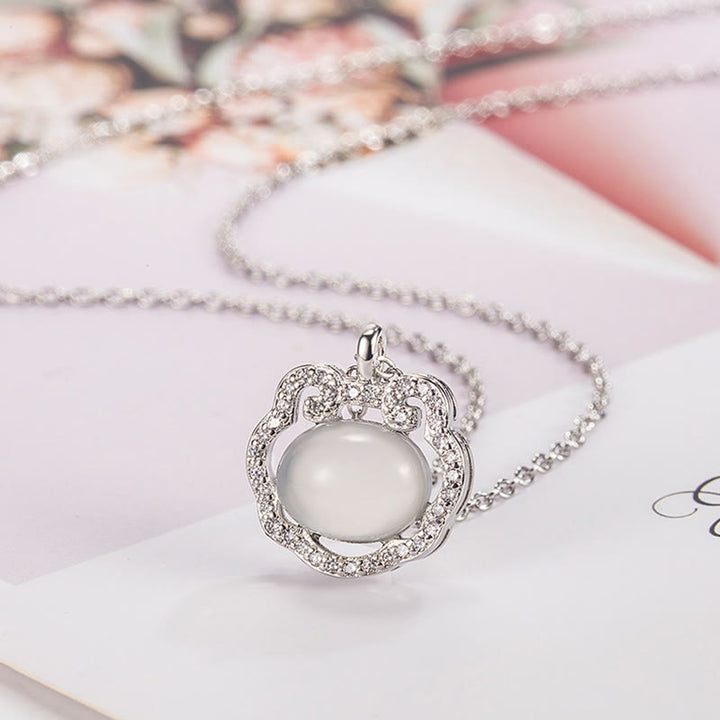 Buddha Stones Chalcedony Lock of Good Wishes Positive Necklace Pendant - image 2