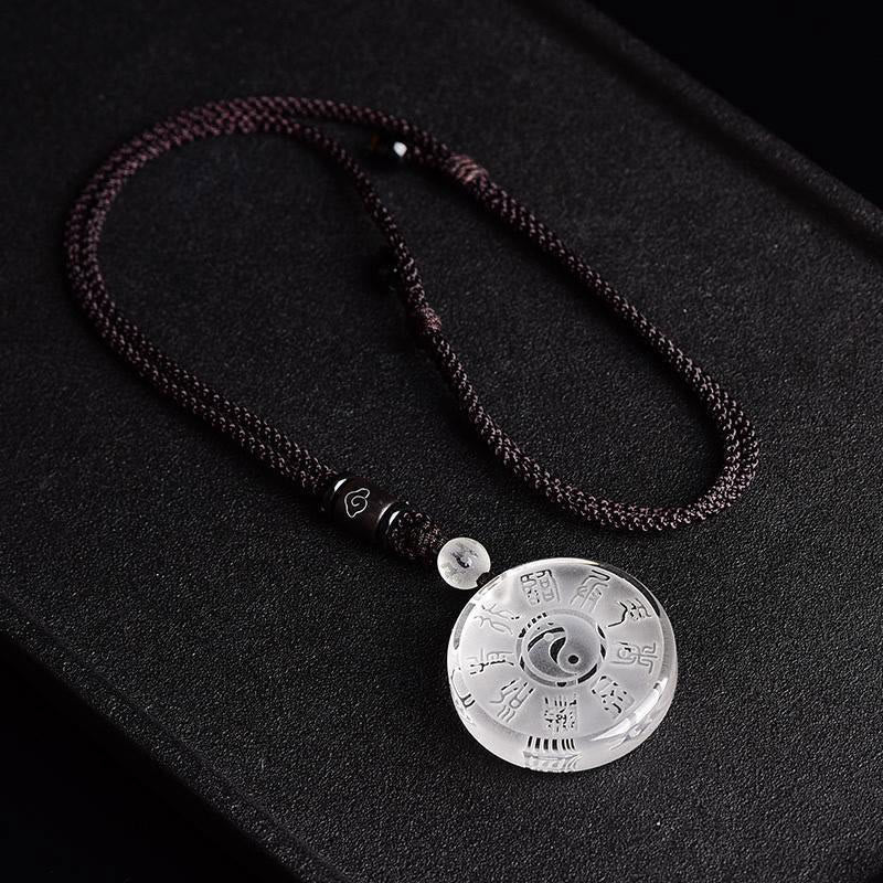 Buddha Stones Taoism Five Sacred Mountains Yin Yang Symbol Liuli Crystal Balance Necklace Pendant Key Chain - image 4