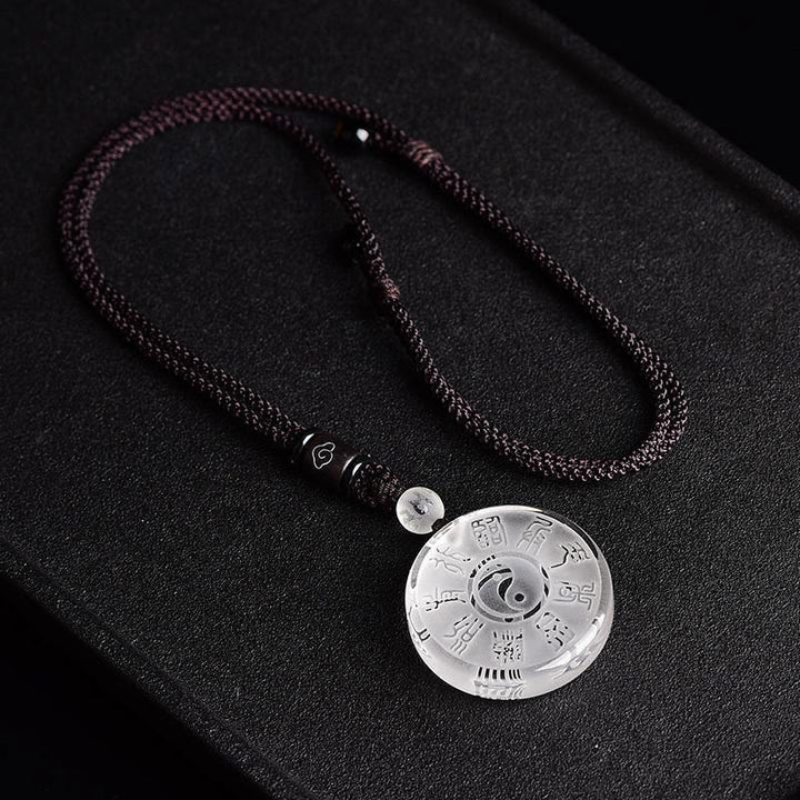 Buddha Stones Taoism Five Sacred Mountains Yin Yang Symbol Liuli Crystal Balance Necklace Pendant Key Chain - image 4