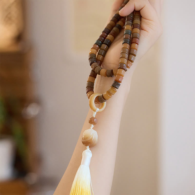 Buddha Stones 108 Mala Beads Bodhi Seed Buddha Hand Lotus Engraved Harmony Bracelet - image 1
