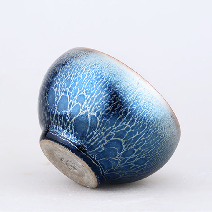 Buddha Stones Handmade Jellyfish Dragon Scale Pattern Chinese Jianzhan Ceramic Teacup Tenmoku Kung Fu Tea Cup - image 2