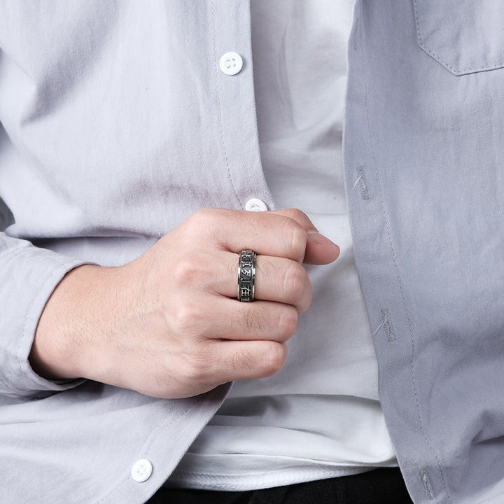 Letter Words Balance Calm Titanium Steel Rotatable Ring - image 2