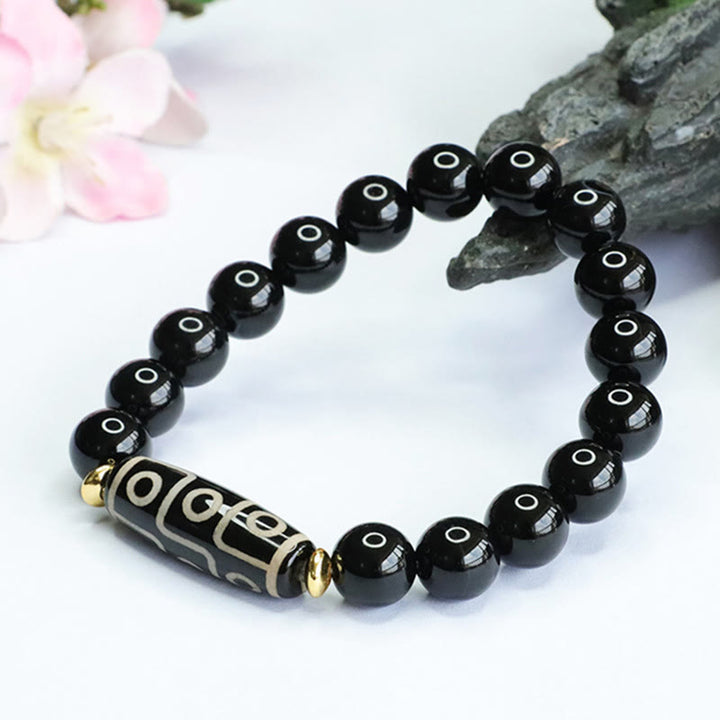 Buddha Stones Tibetan Nine-Eye Dzi Bead Black Onyx Power Bracelet - image 3