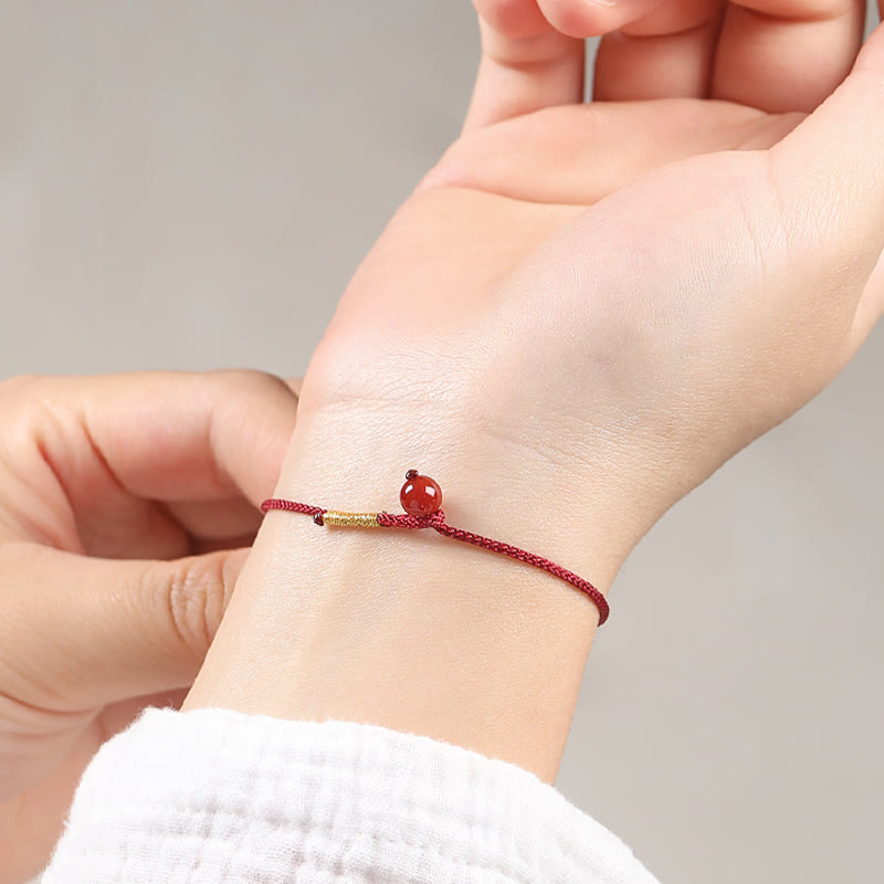 Buddha Stones Natural Cinnabar Red Agate Blessing Red String Bracelet - image 8